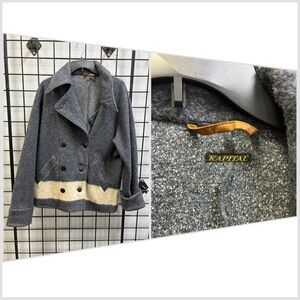 Kapital Fleece Double Breasted Pea Coat Jacket Sz 4 (about L) Cotton Blend Japan